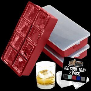 GORILLA GRIP Slow Melting Large Silicone Ice Cube Tray, 2 Pack, 8 Cubes Each